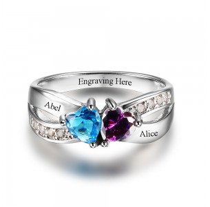 Mother's day Birthstone ring, Sterling Silver Personalized Engravable Ring JEWJORI102504